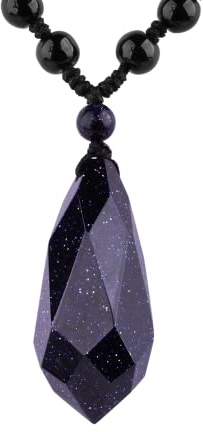 VIKCAUX Angel Tear Necklace Blue Sandstone Lucky Amulet Pendant with Adjustable Bead Chain Natural Crystal Angel Tear Necklace for Women Men