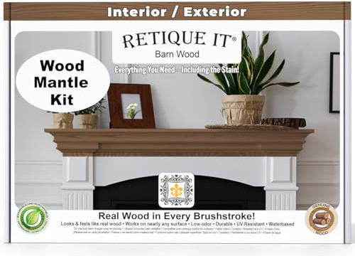 Wood'n Stain, Wood Finished Kit - Go Beyond Faux Wood to Real Wood with Gel Stain containing Real Wood in it (1. Mantel, 35 Dark Oak)