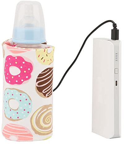 Tragbarer Flaschenwärmer, USB-Babyflaschenwärmer für Muttermilch, Milchwärmer für Babyflaschenwärmer, Tragbare Milch-Reise-Aufbewahrungsabdeckung, Isolierungsthermostat (Krapfen)