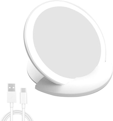 CGBE Specchio Tascabile con Luce, Mini Specchietto da Borsetta Ricaricabile per Trucco, Specchio Trucco Compatto da Viaggio Portatile, Piccolo Specchio Cosmetico Illuminato Portatile