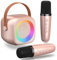 Machine de Karaoké avec 2 Micro sans Fil Bluetooth HiFi Micro Karaoke Enfant, Cadeau Jouet pour Garçons Filles 3-12 Ans, Portable Mini Microphone Karaoké avec Magique Voix Change et LED Lumière