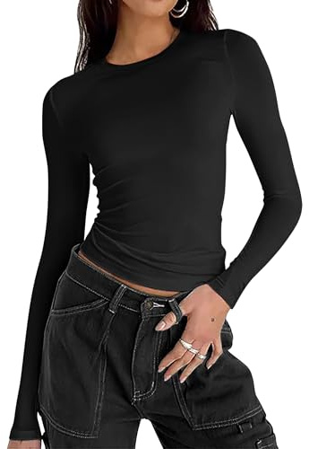 Women's Long Sleeve T-Shirt Sexy Crop Top Basic Slim Fit Tops Streetwear