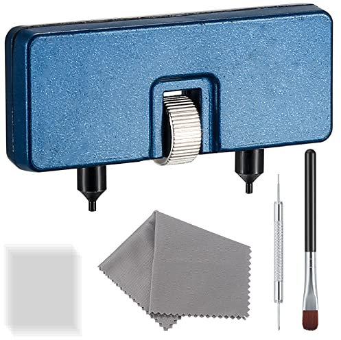 Uhrengehäuseöffner Werkzeug, Uhr Batteriewechsel Werkzeug, Uhrenwerkzeug Gehäuseöffner, Uhrenöffner, Verstellbar Uhren Öffner Uhrenarmband Werkzeug, mit Federstegwerkzeug, Kratzfeste Folie