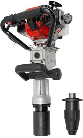 Tagtuell Pile Driver 2-Stroke, 32.7cc Gas-Powered Post Driver, Fence Knocker, Fencing Pile Pounder Handheld T-Post Driver, with Chisel, Can be Converted to Demolition Jack Hammer