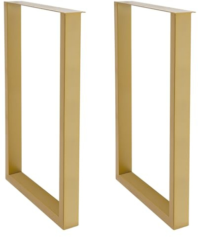 Begoniape 2 patas de mesa de metal de 50 x 7 x 71 cm, patas de mesa, patas de muebles, estructura de mesa dorada, con 4 topes de goma, para mesa de comedor, escritorio, banco, mesa de centro