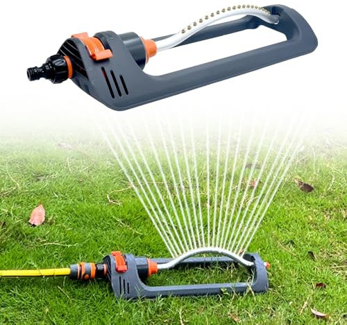 OBEST Arroseur de pelouse oscillant, Arrosage Automatique Jardin, asperseur arrosage, arroseur pour l'irrigation, arroseur carré, 4 plages de pulvérisation réglables, Grand Plat à 180°