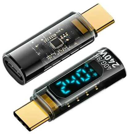 Ouitble USB C ADAPTER Power Meter Tester 240W USB C TILL KVINLÄGGANDE ADAPTER 40 GBPS 8K 60Hz Video med LED Digital Display för Telefonplatta