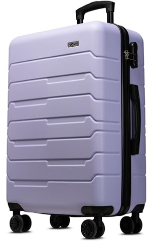 NOWI 2.0 Koffer 61L – mittelgroßer Hartschalen-Reisekoffer mit Rollen – Leichter Trolley, Zahlenschloss, 4 Doppelrollen, stabil & stilvoll (Flieder, L)