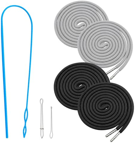 4 Pack Replacement Drawstring Cord for Hoodies and Joggers – 130cm Cotton Waist String with Threader Tools, Adjustable Clothing Repair Cord for Sweatpants, Tracksuits and Casual Wear