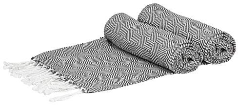 Nicola Spring Turkish Cotton Bath Towels - 172 x 90cm - Dark Grey - Pack of 2 - Lightweight & Absorbent Large Adults Drying Chevron Beach Towel Bathroom Gym Cloth Sauna Hammam Shower Sheet