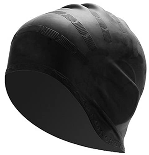 YARUMD BodisGorro De Baño Impermeable, Antideslizante Protección para Los Oídos Silicona Gorro De Pelo Largo,Gorro De Baño De Alta Elasticidad, Adecuado,para Adultos,Hombres,Mujeres,Negro