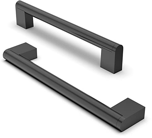 FURNIWARE 10 Pièces Poignée de Meuble, Distance de Trou de 160mm Poignées de Meubles en Acier Inoxydable Poignées de Placard Poignée d'Armoire de Cuisine-Noir mat
