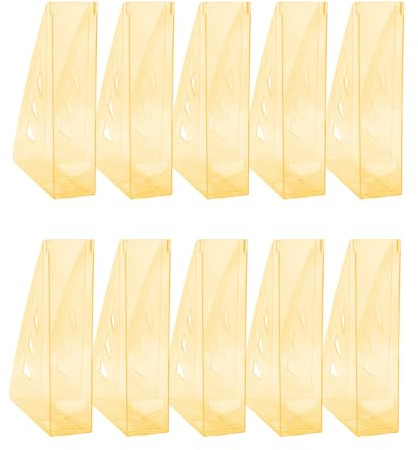 OFFICE PRODUCTS Stående samlare modern design/10 stycken/A4 – färg: Orange transparent/hård plast/genombrutna/skrivbordsorganisatör för tidskrifter, okrossbar