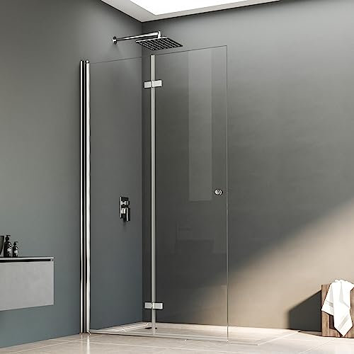 Walkin Dusche 116x185cm Walk in Dusche Faltbar Walk-in Duschabtrennung Walk in Duschwand 6mm ESG Glas, Montage auf Duschewanne oder Fliese