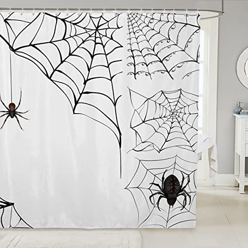 Ragni Tenda da doccia a tema Halloween Tenda da bagno per ragnatela Bagno Tenda da doccia Set Trucco o Trattare Bambini Accessori da bagno 72x72 pollici