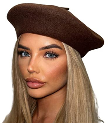 London Design 100% Wool Beret Thick Heavy 75g Plain Colours (Chocolate Brown)