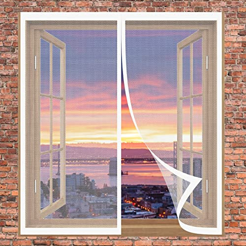 Magnetic Window Screen Insect Mesh 95 x 195 cm Insect Mesh Curtain Mosquito Bug Protection Without Drilling Easy to Install Insect Mosquito Net Fly Screens for Windows, White