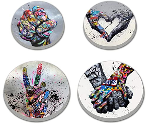 Walarky Graffiti runda metallhällsskydd 4-delat spisplatta hällskydd för spisar toppbrännare gasspis skydd kök köksredskap tillbehör modern spishäll köksdekoration