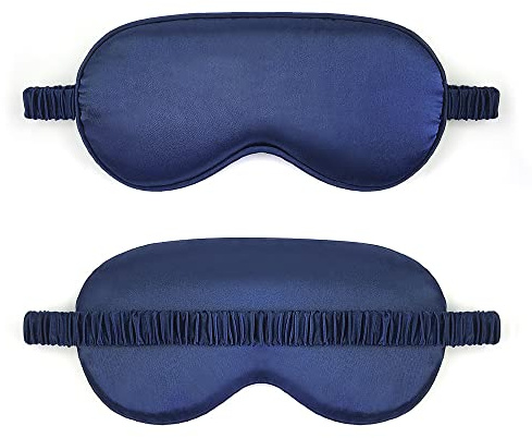 Sleep Mask Satin Eye Mask, Blackout, Navy Blue | For Night Sleep, Travel & Nap, Super Soft, Blackout, Anti-Allergy
