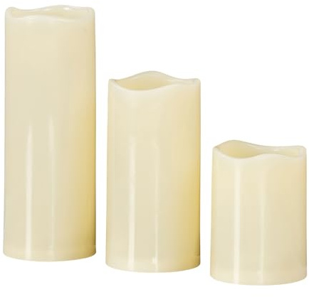 levandeo 3er Set Flammenlose LED Kerzen Timer Warmweiß Stumpenkerzen Kerzenlicht Tischdeko Flackernde Flamme