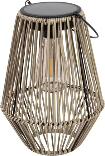 Gadgy Solarlampe für außen Garten - Wasserdichte Solar Leuchte Garten draußen - Solar Laterne für draußen Rattan Optik - Gartenleuchten solar - beige