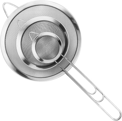 Set Di 3 Colini Da Cucina，Diametro 7/12/18 Cm，Acciaio Inox 304 Colino Cucina，Scolapasta Con Manico，Colino Cucina，per Pasta, Riso, Verdura, Albume, Scolare Tagliatelle, Setacciare Farina (Argento)
