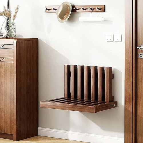 GAOCUNBING Folding Solid Wood Shower Bench Seat, Wall-Mounted Chair Shoe-Changing Stool, Shower Seat Bench Porch Chair Stool for Doorway Household Walnut