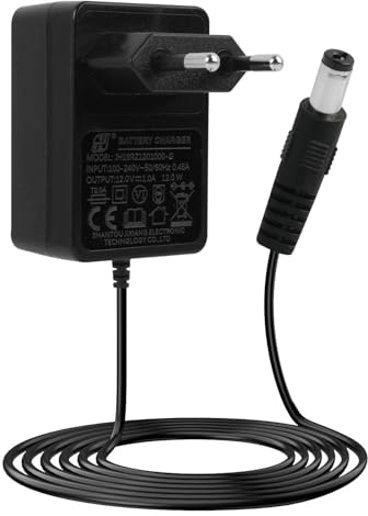 12 V, caricatore universale, 12 V, 1 A, per auto elettriche per bambini, compatibile con moto, SUVs, ATV, caricatore di ricambio con indicatore LED, presa a barretta positiva 2,1 mm x 5,5 mm