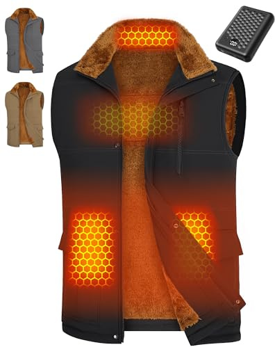 Men Heated Vest Battery Pack Included Rechargeable Golf Lover Accessories Horse Riding Gear Clothes Jacket Coat Walking Must Have Running Essential Travel Necessities Jacket Coat Christmas Gift