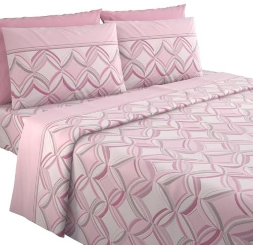 MAXIME MAISON - Completo Lenzuola Flanella Una Piazza e Mezza in Cotone Stampate, Set Lenzuola 1 Piazza e Mezza Invernali con Fantasia Elegante (Picasso Cipria)