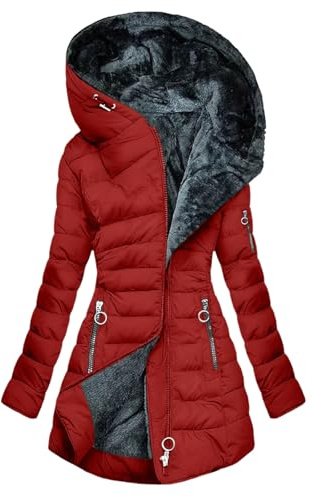Winter Jackets for Women Uk Waterproof Long Winter Coats Ladies Windbreaker Puffer Parka Coat with Fur Hood Fleece Lined Trench Coat Thermal Clothes Plus Size Ski Outing Overcoat