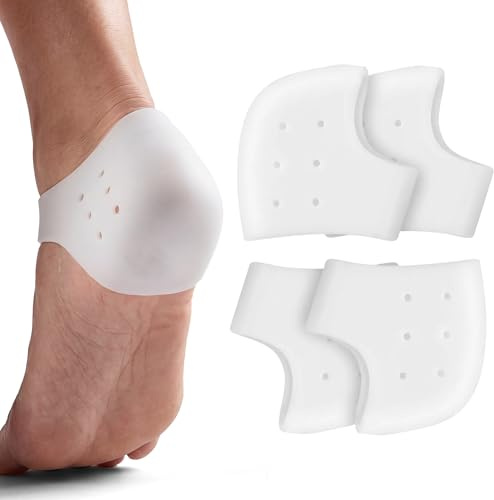 Silicone Gel Heel Cups & Protectors (2 Pairs/4PCS) – Soft Ankle & Heel Sleeves for Blisters, Plantar Fasciitis, Achilles Tendonitis, Heel Spur Relief & Cracked Heels – Comfort Fit for Men & Women