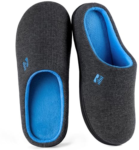 RockDove Bicolore Pantofola da Donna in Memory Foam, 42/43 EU, Grigio Scuro e Blu