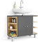Vicco Waschbeckenunterschrank Aquis, Waschtischunterschrank, Anthrazit/Sonoma, 79 x 64 cm