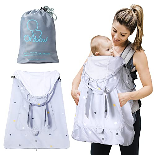 Orzbow Waterproof Baby Carrier Sun Cover, Breathable Summer Baby Carrier Rain Cover with Sun Protection, Windproof Baby Sling Cover, for Spring,Autumn and Summer (Grey Rabbit)