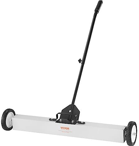VEVOR Barredora Magnética Fuerza de 24,9 kg Escoba Magnética con Mango Telescópico 77-113 cm Recogedor Magnético 745 mm con Ruedas Recogedor Piezas Metálicas para Limpieza Taller Garaje Patio