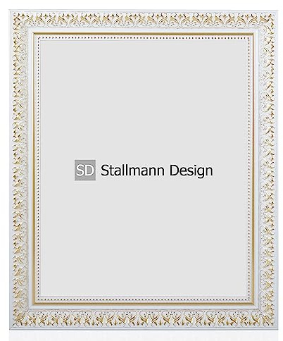 Stallmann Design bildram barockram SWAN | 60 x 80 cm | vit | äkta träbildram antik | 80 andra storlekar tillgängliga | fotoram av trä i vintagestil