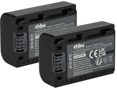 vhbw 2X Batterie Compatible avec Sony HDR Serie HDR-CX130ER, HDR-CX130ES caméra vidéo caméscope (600mAh, 7,2V, Li-ION) avec Puce d'information