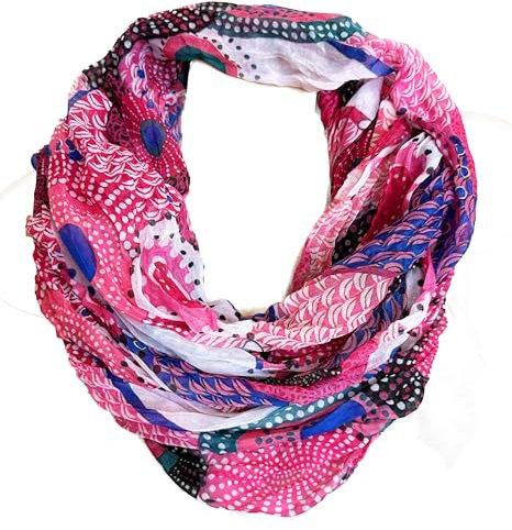 J26 Blumen Mandala Farbverlauf Seide Sommer Loop Verlauf Regenbogen Rainbow Silk Uni Rundschal Schlauchschal Stola Schal leicht (A Pink)