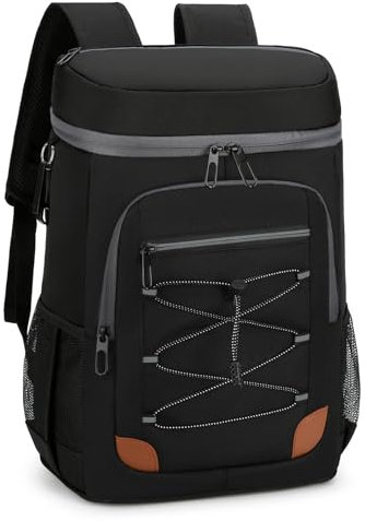 Droombouw 28L Picknickrucksäcke Kühlrucksack Ultraleicht Isolierte Cooler Bag Groß Wasserdichter Rucksack mit Flaschenöffner für Picknick Camping Strand Wandern Reisen Einkaufen Schwarz-1