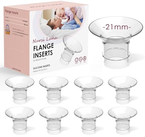 Nursi Luna Inserti flangiati da 21 mm per flangia/scudo della maggior parte delle pompe, kit di misura flangia in silicone, kit essenziale per l'allattamento al seno