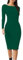 Prime fashions Robe mi-longue d'été moulante à manches longues pour femme, robe moderne et polyvalente, vert bouteille, S-M
