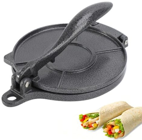 Générique Pressa per tortilla, 20 cm/16 cm Macchina per Quesadilla in alluminio, Tortilla per crepe Tortillada Pressa per frittelle, Torta, Ratti, Ravioli, Pizza (nero, 16 cm)