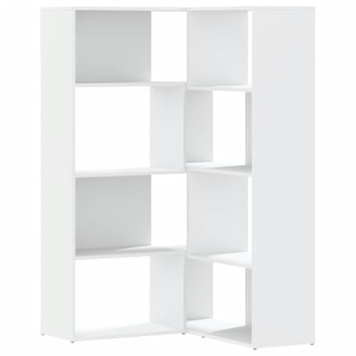 vidaXL Bibliothèque d'angle à 4 Niveaux Blanc Bois d'ingénierie, étagère à Livres d'angle, vitrine d'angle, Armoire d'angle