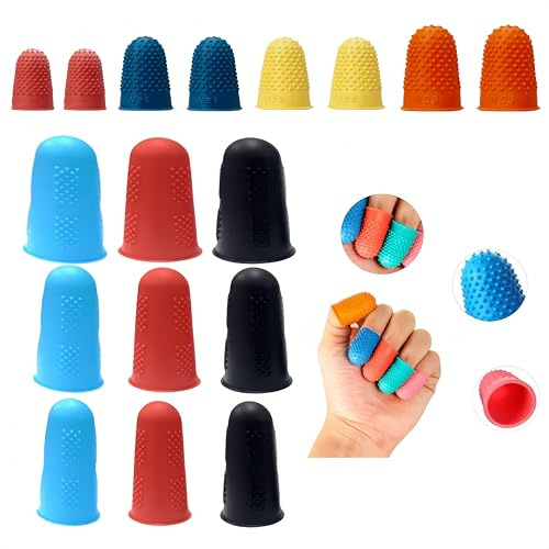 FUVBNQGT Set di 17 ditali in silicone, 8 corti e 9 lunghi, per proteggere le dita, per lavori manuali e di scrittura