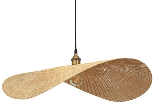 JXYDJH Lampadario in Vimini per Tavolo da Pranzo, Lampada A Sospensione Rustica A Forma di Cesto in Rattan, Lampadario Combinato in Stile Costiero, Lampada A Sospensione in Vimini Beige