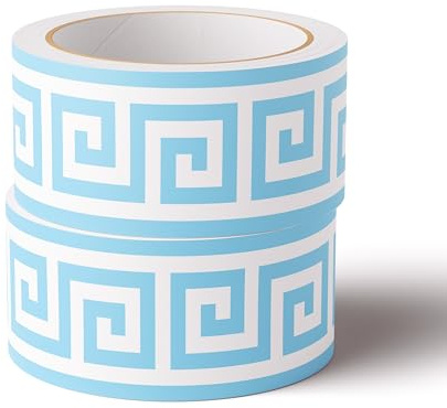 VisitRyl Bordi per Carta da Parati Adesivi Wanzi Blu Chiaro A 15cm X 1000cm Design Decorativo