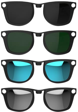 RCstyle HiBloks 4 st polariserade klipp för Ray-Ban Meta Wayfarer & Gen 2, Svart+grön+silver+blå, Standard 50-22, Matte Black Frame