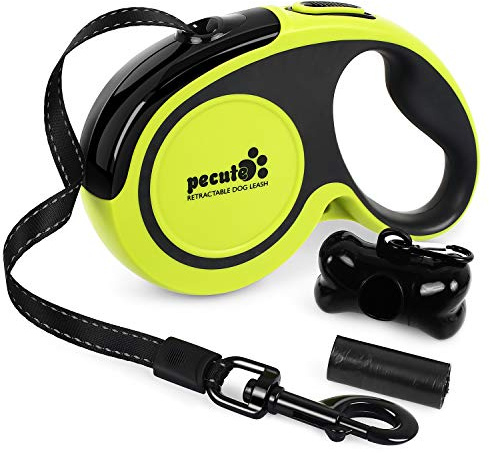Pecute Guinzaglio per Cani Retrattile 5m,Guinzaglio per Cani Allungabile Taglia Grande,Freno e Blocco Facili con Un Solo Pulsante,Impugnatura Antiscivolo, L - Massimo 50 kg