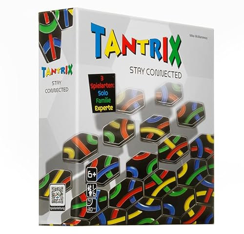 Tantrix Spielbox - Gesellschaftsspiel & Denkspiel für 1–6 Spieler - Mit 3 Spielarten & 40+ Knobelaufgaben - Familienspiel mit nummerierten Steinen & Beutel - Logikspiel für Kinder & Erwachsene